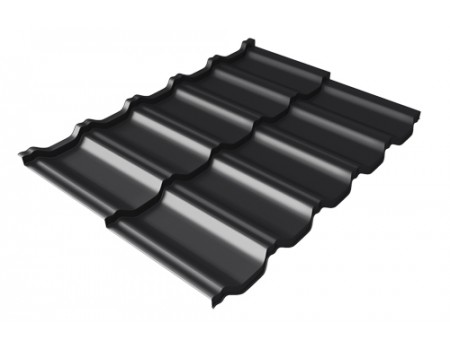Металлочерепица модульная квинта Uno Grand Line c 3D резом 0,5 Rooftop Бархат RAL 9005 черный