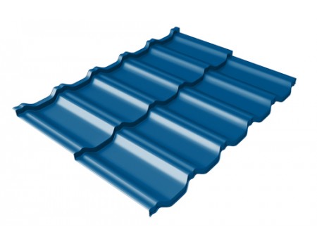 Металлочерепица модульная квинта Uno Grand Line c 3D резом 0,5 Satin RAL 5005 сигнальный синий
