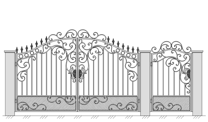 Рисунки кованных ворот и калиток на металлопрофиле